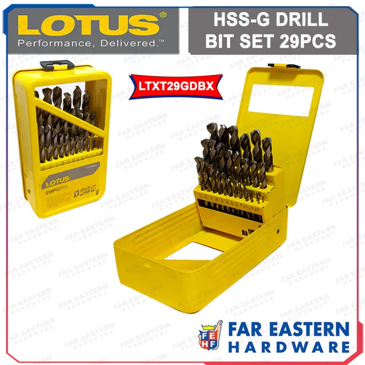 LOTUS Drill Bit Set 29pcs HSS-G LTXT29GDBX LTAC | Lazada PH