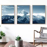 ธรรมชาติ Snow Mountain Wall Art ภูมิทัศน์ภาพวาดผ้าใบสแกนดิเนเวียนโปสเตอร์และภาพพิมพ์สำหรับห้องนั่งเล่นห้องนอน Decor ที่ดีที่สุด Scenic Artwork