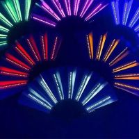 Party LED Luminous Folding Fan 13inch Party Colorful Fan Wedding Hand Fans for Night Club Dance Glow in the Dark Held Abanico