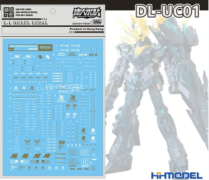 DL Water Decal Stickers for Bandai RG 1/144 RX-0 Full Armor Unicorn Gundam Model