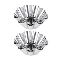 Dulrua 6Pcs Delicate Stainless Steel Useful Tart Pans Flower Reusable Cupcake Muffin Baking Cup Mold for Kitchen