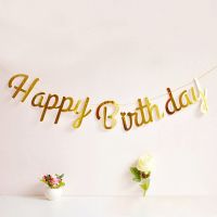 ♗ Happy Birthday Banner First Boy Girl Party Decoration Adult Kids Baby My 1st One Year Paper Garland Bunting Supplies Rose Gold