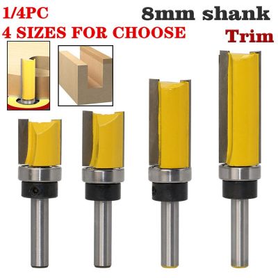 1pc 8mm Shank Template Trim Hinge Mortising Router Bit พร้อมแบริ่งตรง End Mill Trimmer ทําความสะอาด Flush Router Bit สําหรับไม้