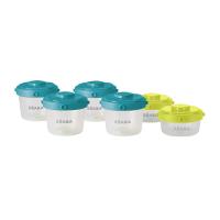 ชุดกระปุกเก็บถนอมอาหาร 60 / 120 ml 6 ชิ้น BEABA Set of 6 Clip Portions - 1st age/60ml + 120ml (assorted colors BLUE/NEON)