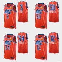 ยอดนิยม เสื้อกีฬาบาสเก็ตบอล ลาย YP2 22-23 NBA Jersey Thunder Earl Waters Giddey Williams สีส้ม สําหรับผู้ชาย และผู้หญิง PY2