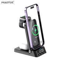 ZZOOI 4 in 1 Alarm Clock Wireless Charger Stand Foldable For Samsung S22 Z Flip 4 Galaxy Watch 5 Pro 4 3 Qi Fast Charging Dock Station