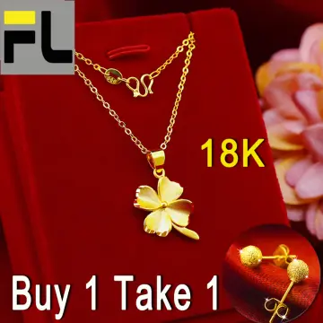 Real Gold] Pure 18k Saudi Gold Necklace Pawnable Original Necklace for  Women Necklace for Girls Korean Style Good Luck Couple Necklace Love Pendant  Fasion Jewellery Not Fade Birthday Present Engagement Gift Necklaces