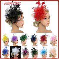 ANNTYE1 มีสไตล์ Fascinators ผม งานแต่งงาน ดอกไม้ตาข่าย ที่คาดผมงานเลี้ยงน้ำชา กิ๊บติดผมขนนก หมวก fascinator ที่คาดผม ALICE