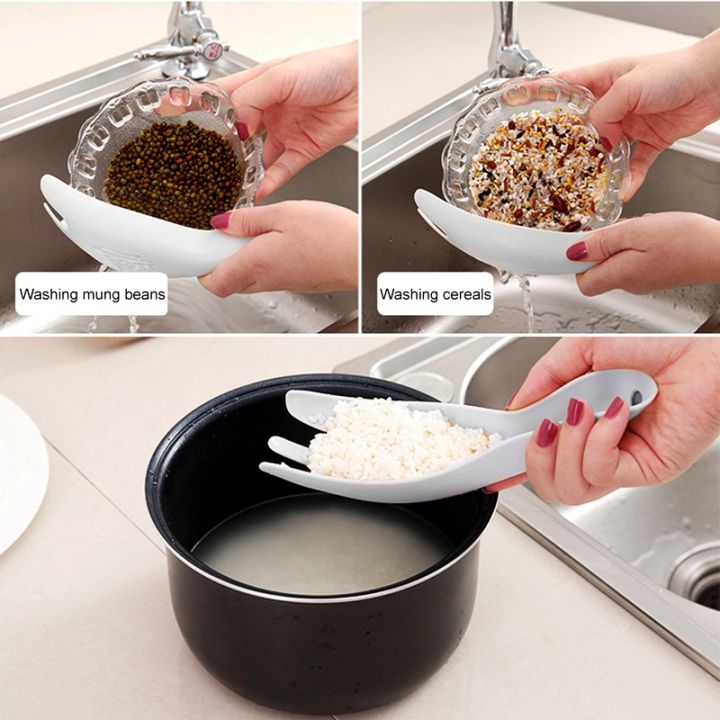 ๑-1pc-rice-sieve-spoon-kitchen-drain-colander-with-handles-rice-bowl-strainer-white-rice-washing-tools-sink-drain-household-tools