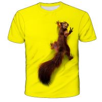 Funny Squirrel 3D Printed T Shirts Boys Girls Fashion O Neck Short Sleeve T Shirts Harajuku Cool T Shirt Tops Kids Boys Girls