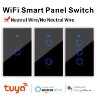 ✓✲¤ Tuya Wifi Smart Switch Neutral Wire/No Neutral Wire Smart Home Interruptor Light Switch US 1/2/3 Works for Alexa Google home