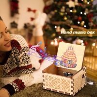 Antique Carved Hand Crank Music Box Happy Birthday Wooden Music Box Birthday Christmas Gift Music Room Hotel Decor Music Box