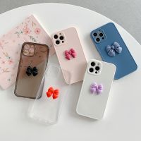 【cold noodles】น่ารัก Ins โบว์โบว์กรณีโทรศัพท์สำหรับ iPhone 12 11 13 Pro Max X Xs Xr 6วินาที7 8บวก SE 2020ใสลูกอมสีกันกระแทกปก