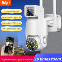 Niye แอป360ตากลางแจ้ง HD 4K 8MP เลนส์คู่กล้อง IP Wi-Fi ซูมอัตโนมัติติดตามอัตโนมัติกันน้ำการมองเห็นได้ในเวลากลางคืนบ้านกล้องวงจรปิด CCTV