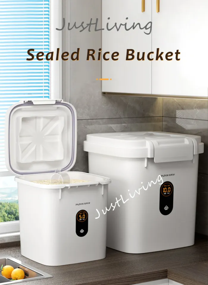 Buy ZWL Solid Wood Rice Bucket Rice Storage Box, Kitchen Pest Control Grain  Storage Barrel Fresh Rice Rice Drum Seal Up Cereals Bucket Flour Bucket  10-25kg y cereal storage container ( Size 