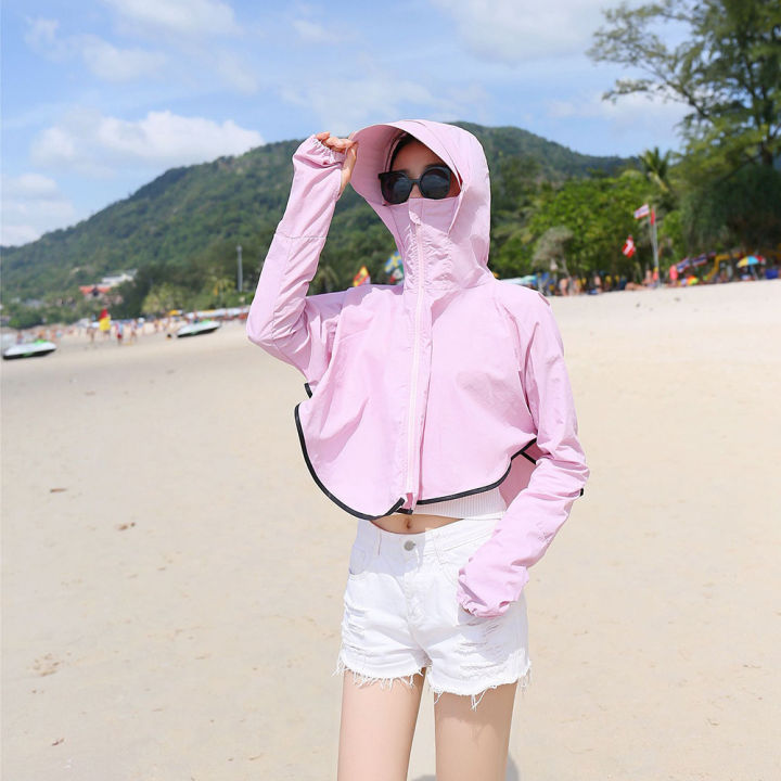 Buy Anti-UV Women Sunscreen Clothes Ultra-Thin Hooded Outdoor Sports Ladies  Cardigan Long Sleeve Open Front Sun Protection Clothing Coat TopsBeach Sunscreen  Clothing UPF50+ Online at Low Prices in India 
