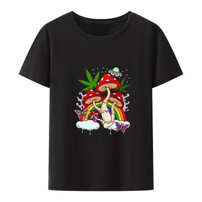 Eat Mushrooms Cool T Shirt Psychedelic Cartoon Animation Style Comfortable, Breathable And Lightweight Modal Tee Top
