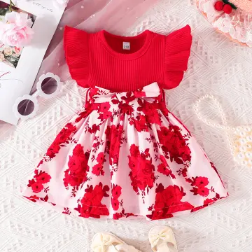Buy Baby Girls Clothes Button Front Floral Printed Spaghetti Strap Ruffle  Layered Girls Dresses Online at desertcartINDIA