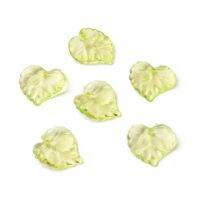 100pc Green Transparent Acrylic Leaf Pendants for Chunky Necklace Jewelry about 15mm long 15mm wide 2mm thick Hole: 1.5mm