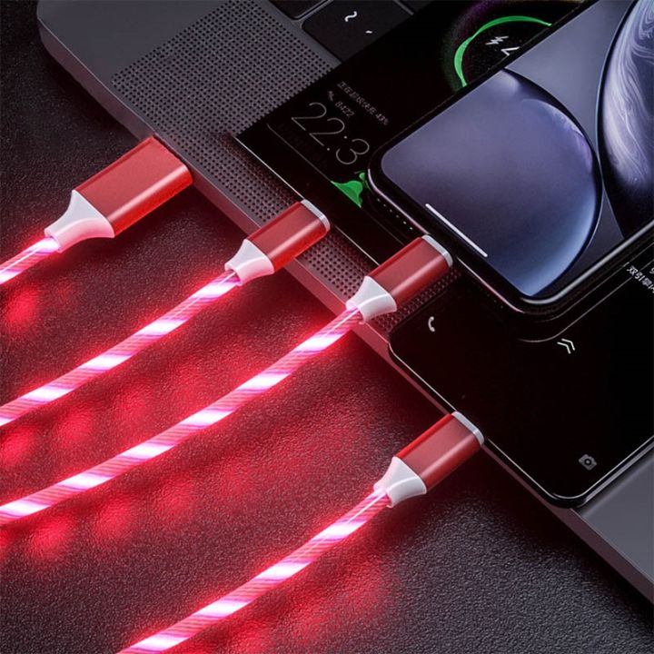 tongdaytech-สายเคเบิล3-in-1-เครื่องชาร์จ-usb-ที่รวดเร็ว-led-เรืองแสงมีไฟ-led-เรืองแสงมีพอร์ตสำหรับ-xiaomi-iphone-samsung-สมาร์ทโฟน