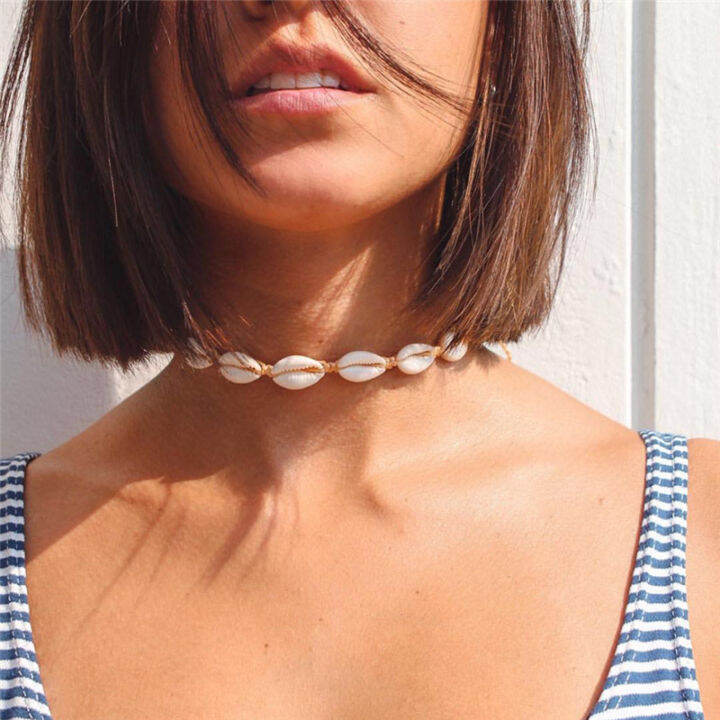 new-fashion-rope-chain-natural-shell-choker-necklace-collar-necklace-seashell-choker-necklace-for-women-summer-ocean-necklace