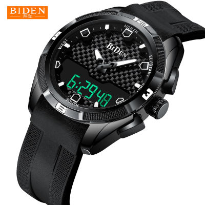 ✨HOT ITEM✨ Biden Mens Quartz Watch Lcd Three-Display Dual-Movement Multifunctional Sport Waterproof Alloy Wrist Watch YY