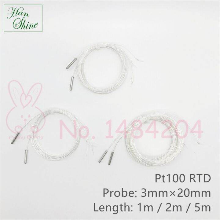 Pt100 Temperature Sensor 2 Wire Mini Rtd Probe 3Mm * 20Mm 50200°C With 1 Meter 2M 5M FEP Heat