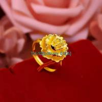 bdfszer 012A Genuine alloy gold-plated flower ring for women imitating Vietnamese sand gold living mouth ring as a gift for mothers on middle-aged and elderly festivals