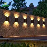 HANGROO Led Solar Light Outdoor YD36 โคมไฟกันน้ำ ไฟอัตโนมัติ โคมไฟติดผนัง Up And Down Lighting ไฟตกแต่งสวน