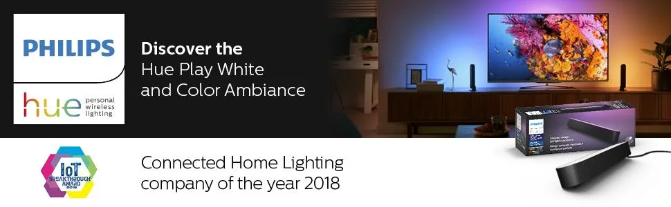 Philips Hue Play Ambiance Bar Smart Light Extension (Requires Hue Hub,  Works with Alexa, HomeKit and Google Assistant) - White 