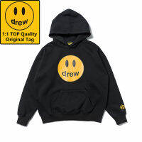 Justinbieber Smile Drew House เสื้อมีฮู้ดสำหรับทั้งผู้หญิงและผู้ชาย,เสื้อโค้ทสไตล์สตรีทแวร์ฮิปฮอปเสื้อสเก็ตบอร์ดใช้ได้ทั้งผู้หญิงและผู้ชาย