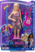 Barbie Big City Big Dreams Singing Malibu Roberts Doll 11.5-in Blonde with Music, Light-Up Feature, Microphone &amp; Accessories GYJ23ตุ๊กตาบาร์บี้ร้องฝันใหญ่ในเมืองใหญ่สำหรับตุ๊กตาบูโรเบอร์ตส์สีบลอนด์11.5-มีเสียงเพลงมีไฟส่องสว่างไมโครโฟนและอุปกรณ์เสริม GYJ23