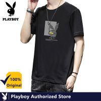 PLAYBOY เสื้อยืดพิมพ์ลายโลโก้ขนาดใหญ่,เสื้อแขนสั้นนักเรียนวัยรุ่นแฟชั่นเข้ารูป9449