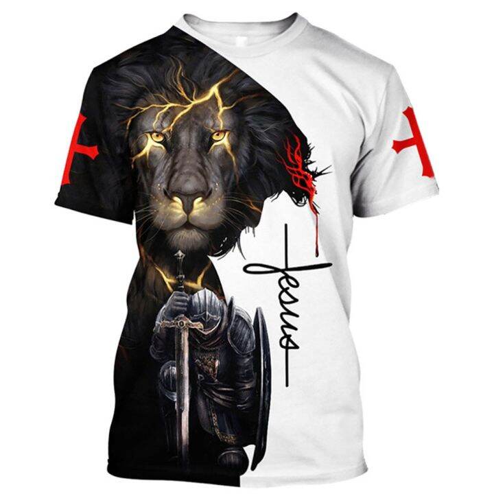 feb-christian-catholic-jesus-men-39-s-3d-print-t-shirts-animal-lion-summer-loose-short-sleeve-harajuku-hip-hop-tops-tees-drop-shipping