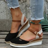 2023 Summer Women Linen Plain 6cm Wedge Sandals Bohemian Handmade Ladies Casual Comfortable Espadrilles Platform Pumps Shoes