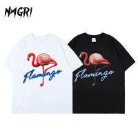 Fashion Mens T-Shirts Summer Flamingo Casual Short Sleeve T-shirt Hip-Hop Streetwear Oversized Black White Graphic Tee Men