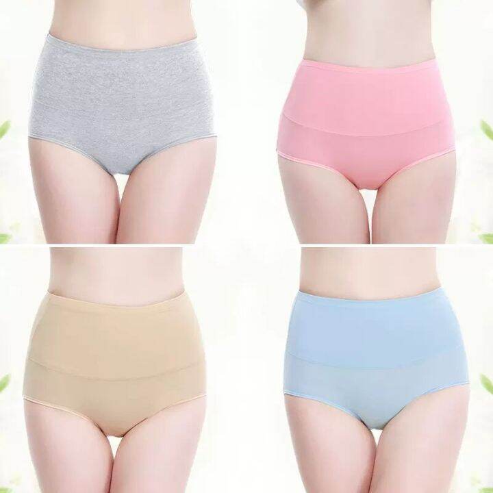 2023-korean-high-waist-cotton-panties-women-body-slimming-underwear-solid-ladies-briefs-breathable-comfort-sexy-female-lingerie