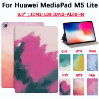 สำหรับ Huawei MediaPad M5ไลต์ JDN2-L09 8นิ้ว JDN2-AL00HN แฟชั่นฝาครอบป้องกันแท็บเล็ตคุณภาพสูงสีสีน้ำกันเหงื่อฝาครอบป้องกันขาตั้งหนังพลิกได้