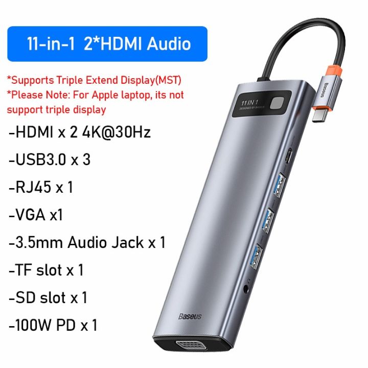 baseus-อะแดปเตอร์-11-in-1-metal-gleam-series-11-in-1-multifunctional-type-c-hub