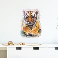 Painted Cute Little Tiger Wall Sticker For Kids Room Bedroom Home Decoration Removable Stickers Beautify Decor Animal Wallpaper Vinyl Flooring