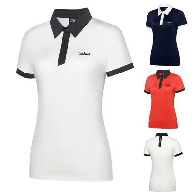 New golf clothing womens short-sleeved white T-shirt summer sports and leisure top temperament lapel polo shirt PING1 Honma SOUTHCAPE Callaway1 PEARLY GATES  Amazingcre♈❀☎