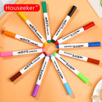 Houseeker ปากกาภาพวาดสีน้ำมหัศจรรย์4/8/12ชิ้นปากกากระดานไวท์บอร์ดปากกาวาดเล่นหมึกลอยปากกาชนิดน้ำอุปกรณ์ศิลปะของเล่นพัฒนาการแรกเริ่มมอนเตสซอรี่