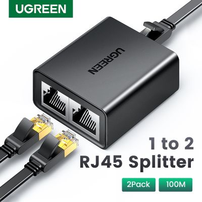 UGREEN RJ45 Splitter 1 to 2 adaptor Ethernet 1 ke 2 Extender kabel jaringan Internet Coupler konektor RJ45 untuk PC Laptop TV Box Router