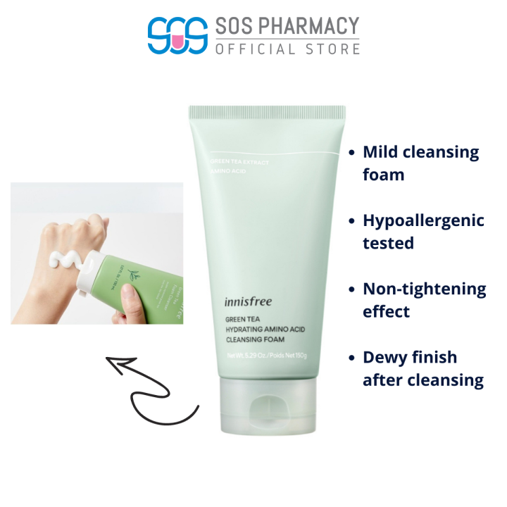 INNISFREE Green Tea Hydrating Amino Cleansing Foam (150ml) Lazada