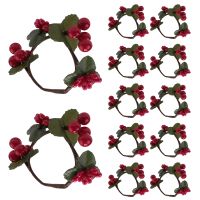 Napkin Rings, Rustic Napkin Ring Serviette Holders Red Berry Table Decorations for Wedding Christmas Birthday Party