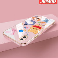 เคส JIUMOO สำหรับ Huawei Nova 3i P Smart Plus เคสลายการ์ตูนรูปสัตว์ยิ้มใหม่กรอบสี่เหลี่ยมเคสพื้นผิวชุบซิลิก้าเจลกันกระแทกเคสมือถือฝาครอบป้องกันเลนส์กล้องถ่ายรูป