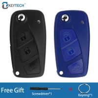 OkeyTech 3 Buttons Filp Car Remote Key Shell Case For Fiat 500 Punto Stilo Ducato Panda Doblo Bravo Replacement Fob Uncut Blade