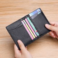 Super Slim Soft Mens Genuine Leather Card Wallet Slim Mini Small Bifold Wallet Credit Card Holder Coin Purse Compact Money Bag Card Holders