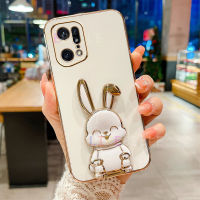 LIFEBELLE เคสสำหรับ OPPO Find X5 Pro,เคสบางเฉียบหรูหราพรีเมี่ยมเคสโทรศัพท์แบบนิ่มพร้อมเคสยืดได้สุดสร้างสรรค์ลายการ์ตูนกระต่ายสำหรับเด็กผู้หญิงเคสซิลิโคนปกป้องด้านหลังเป็นคู่