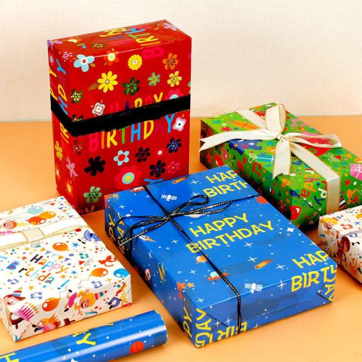 Birthday Gift Wrapping Paper Christmas Birthday Present Packing Craft Paper  Gift Bag Cartoon Animal Unicorn Star Heart Colorful Paper Kertas Pembalut  Hadiah Hari Lahir | Lazada